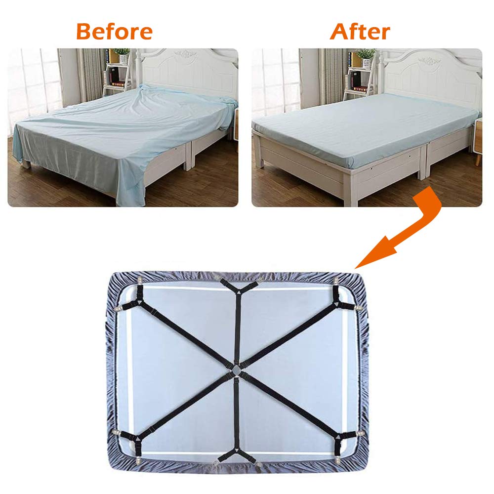 Tendeur Drap Housse Élastique,Réglable 6-Voies Attache Draps Housses,Drap de Lit Attaches,Sangle de Maintien Ajustable pour Tous Les Matelas Ronds - 2