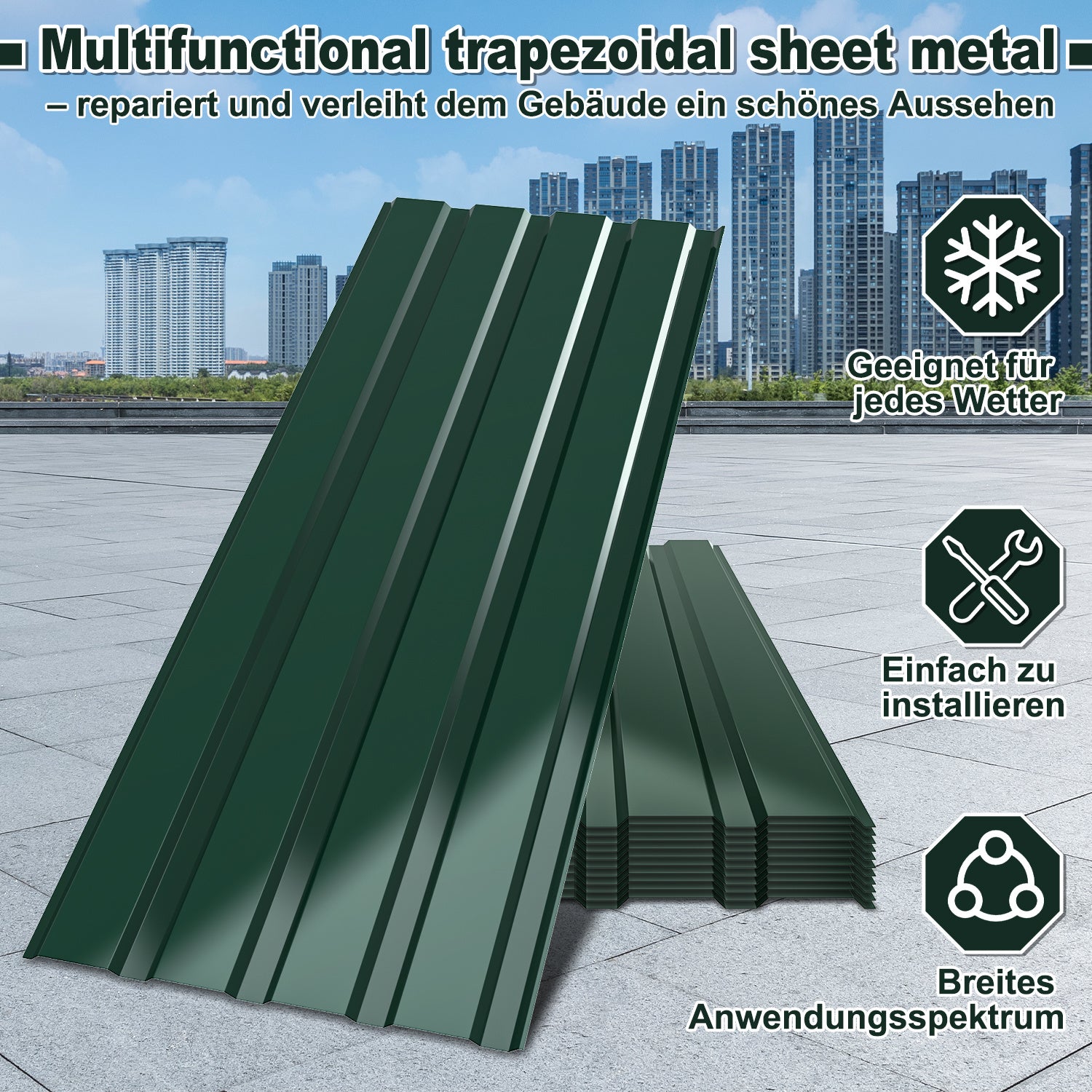 24 placas de chapa trapezoidal Verde 115 x 45 cm, panel galvanizado ...