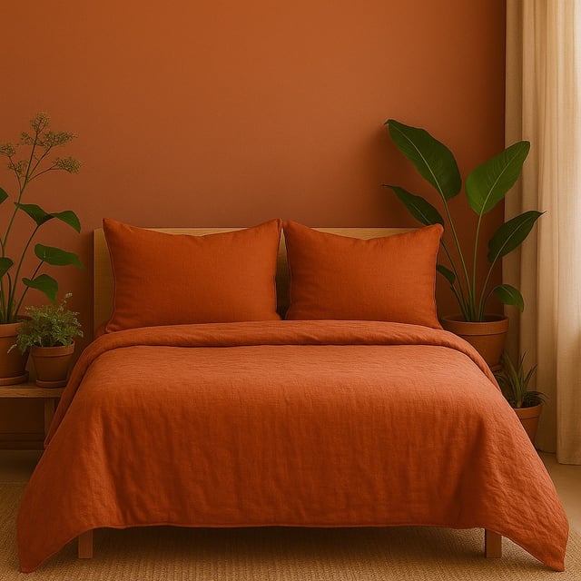 Parure de Lit en Gaze de Coton 240 x 220 cm - rouge