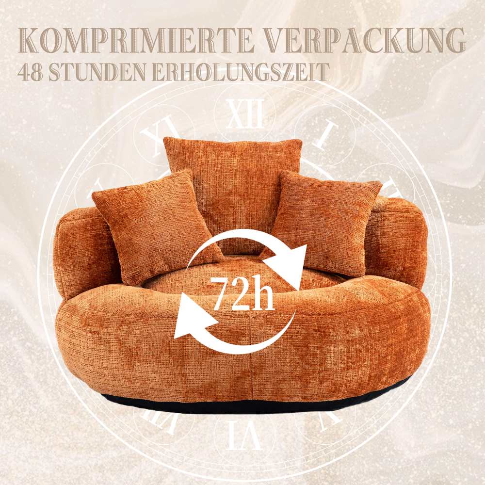 Fauteuil relax durable, dossier haut, 3 coussins, pour adultes & enfants, intérieur/extérieur, chambre, bureau, tissu chenille marron​ - 7