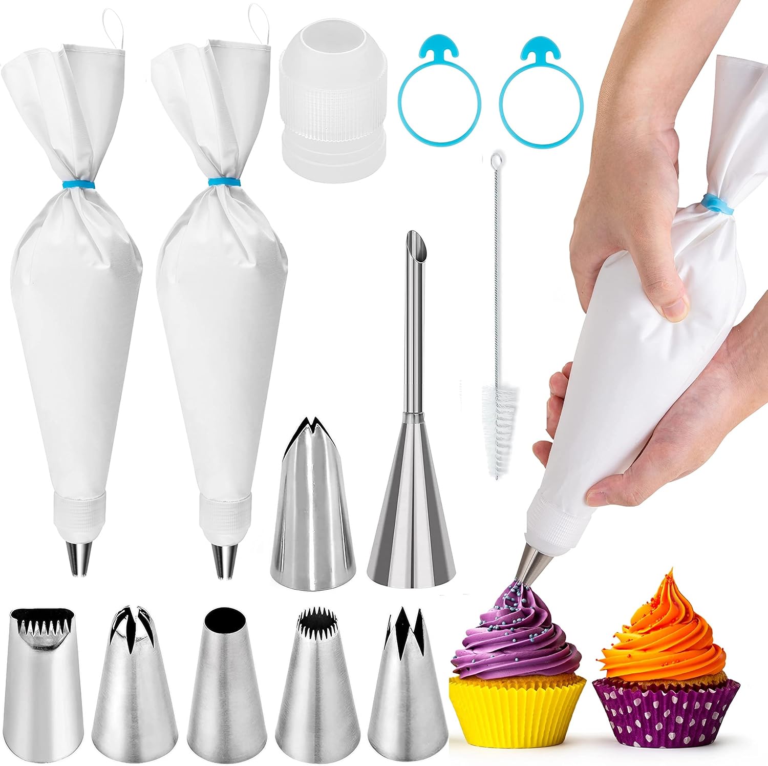 Douille Patisserie Pochette A Douilles Kit De 100 Poches à Douille Jetables 6 Douilles En Inox Poche à Douilles Réutilisable Poche à Douille Professionnelle Douille Patisserie Pochette A Douilles Kit De 100 Poches à Douille Jetables 6 Douilles En Inox Poche à Douilles Réutilisable Poche à Douille Professionnelle