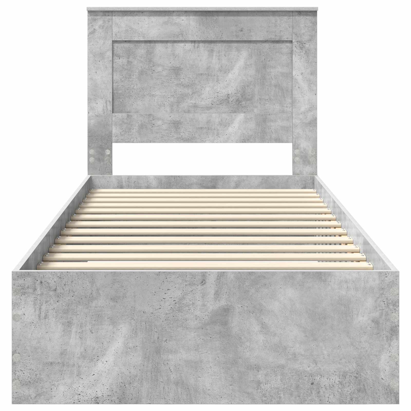 Cadre de lit en panneau de bois, gris béton et argent, pour la chambre, 75 × 190 cm - 7