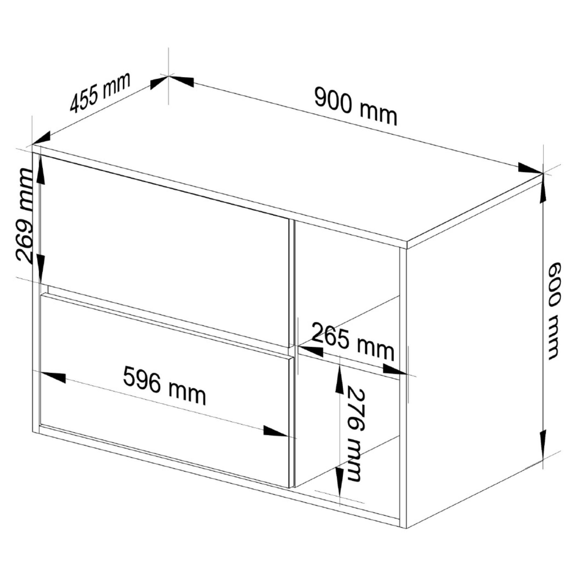 Mobiletto da bagno, bianco/grigio grafite, 90 x 60 x 45,5 cm - 3