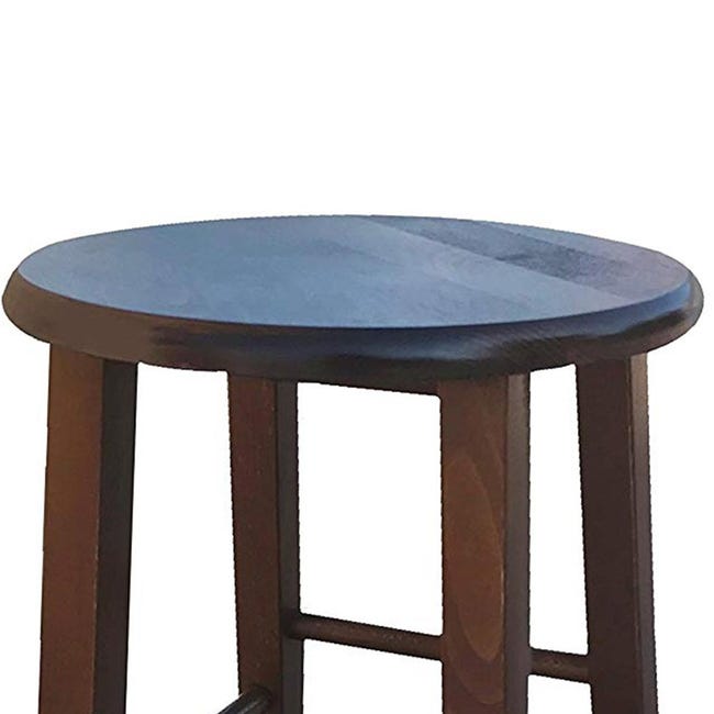 Sgabello In Legno Di Faggio - Seduta Tonda 30cm, Altezza 68cm, Colore Noce Scuro, Made In Italy - Foto 13