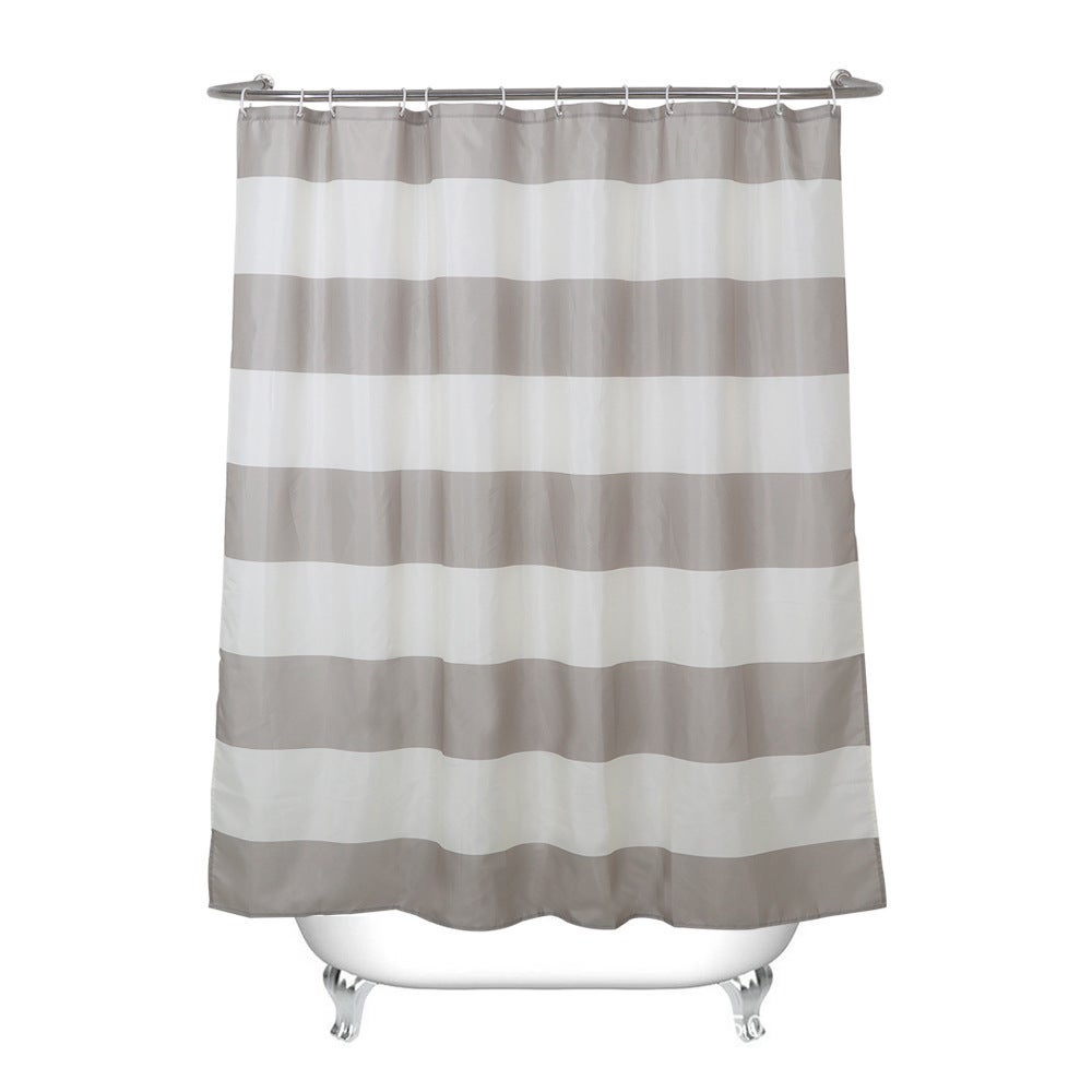 Zasłona prysznicowa w paski w kolorze taupe z 12 haczykami, beżowa, wodoodporna i odporna na pleśń, do łazienki, 72" x 72" (180 x 180 cm)