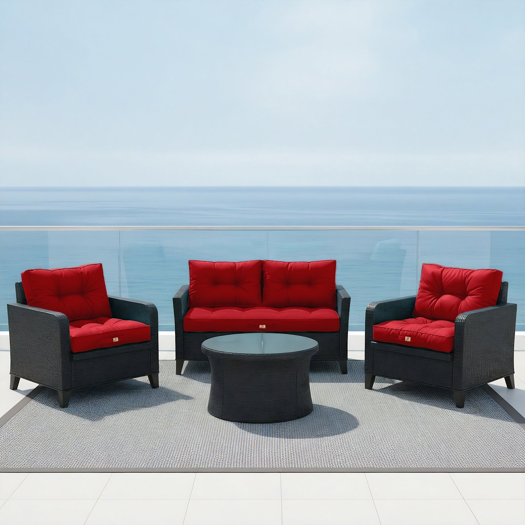 Coussins pour salon de jardin capitonné 60x60cm rouge - 6