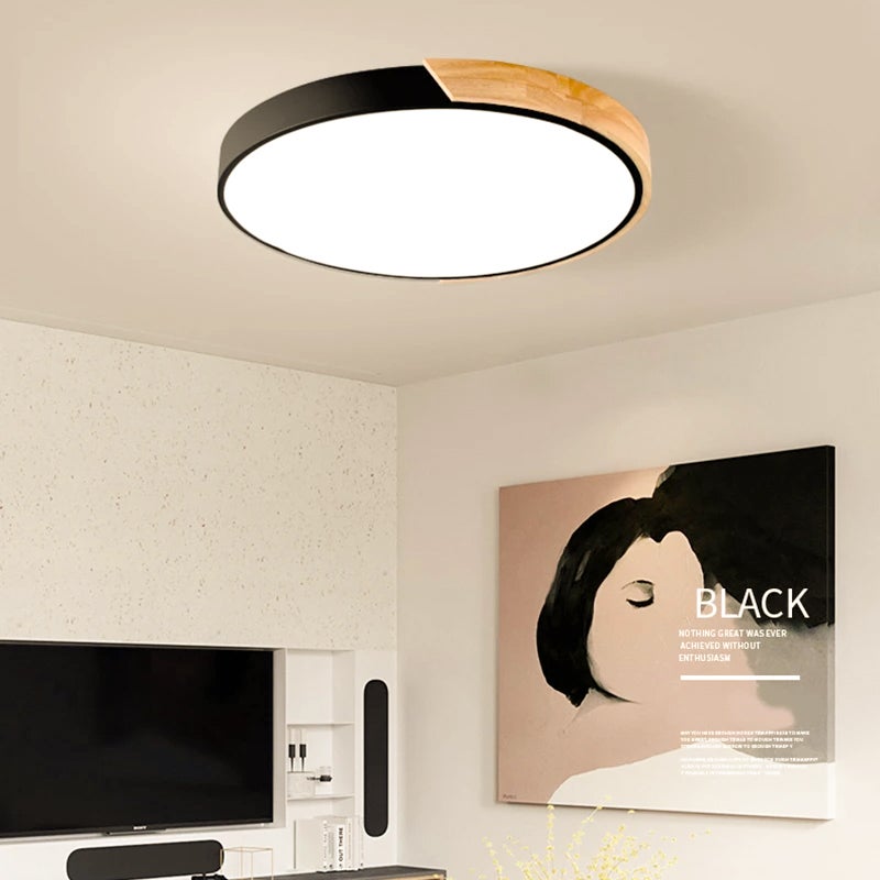 Lampa sufitowa LED 30CM, Lampa sufitowa metalowa, Lampa sufitowa nowoczesna, Zielone światła dekoracyjne, Ciepłe światło 3000K (24W)