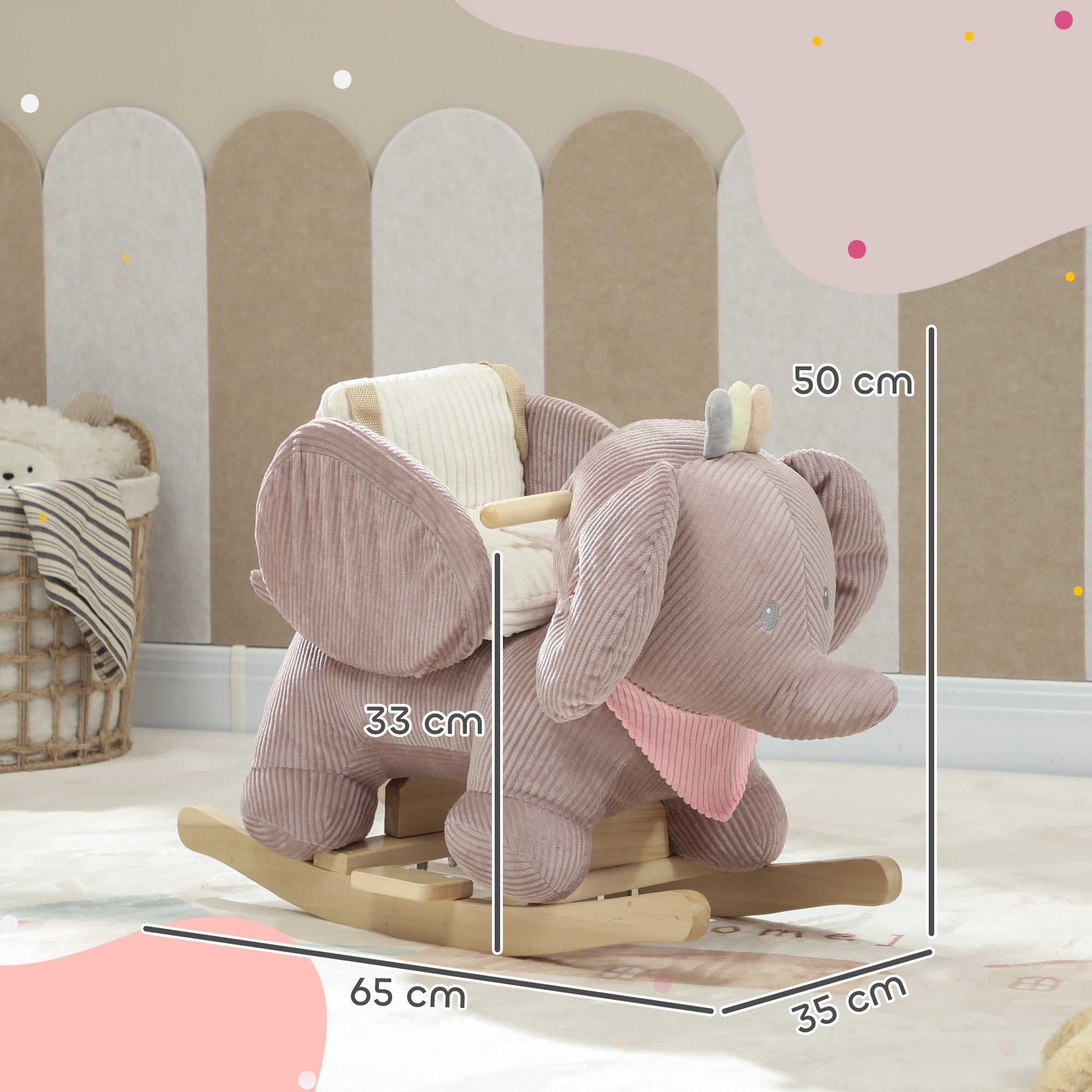 Cheval à bascule pour bébés avec son d'éléphant et ceinture de sécurité ...