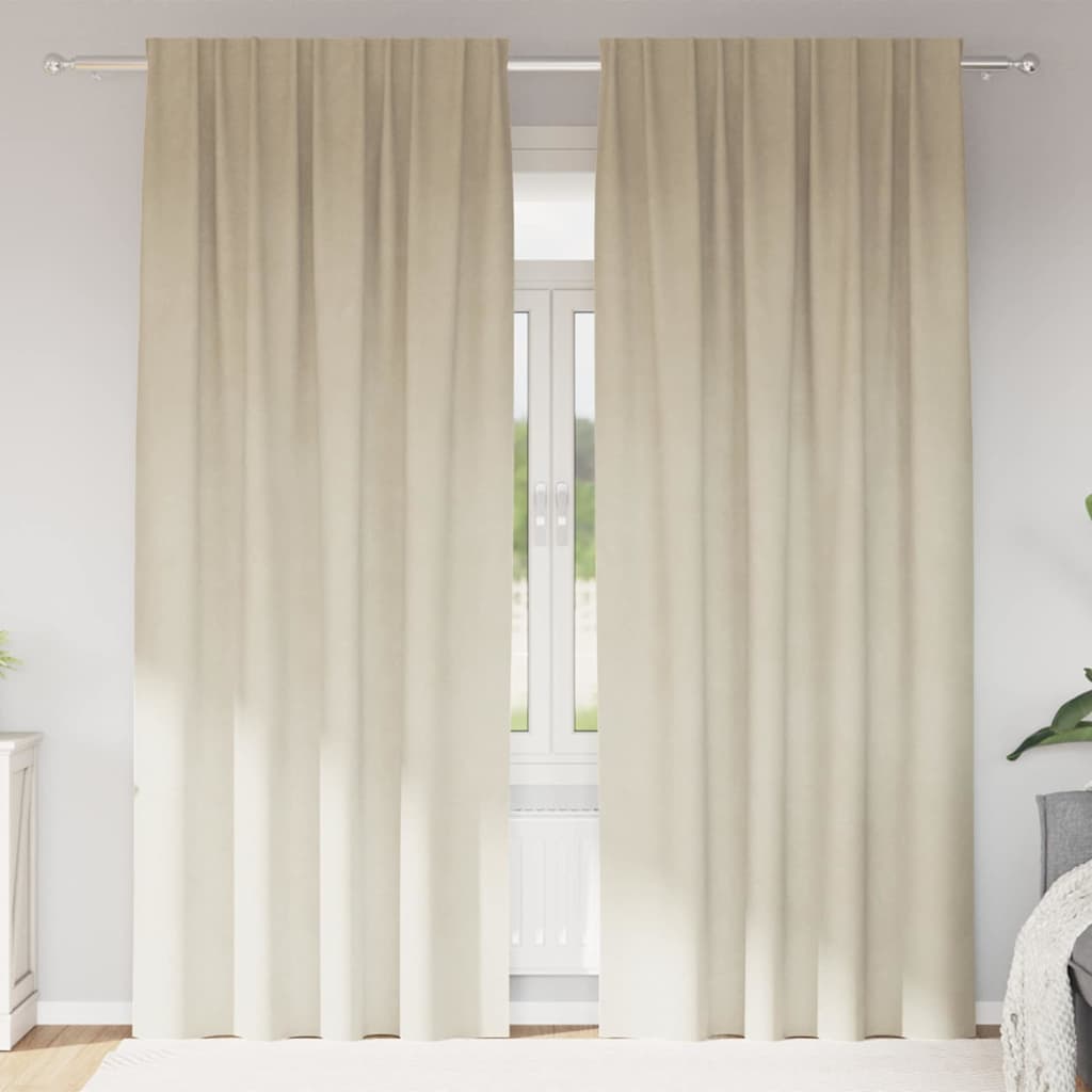 Zasłony zaciemniające 2 pcs Kremowy 140 x 245 cm Aksamit vidaXL