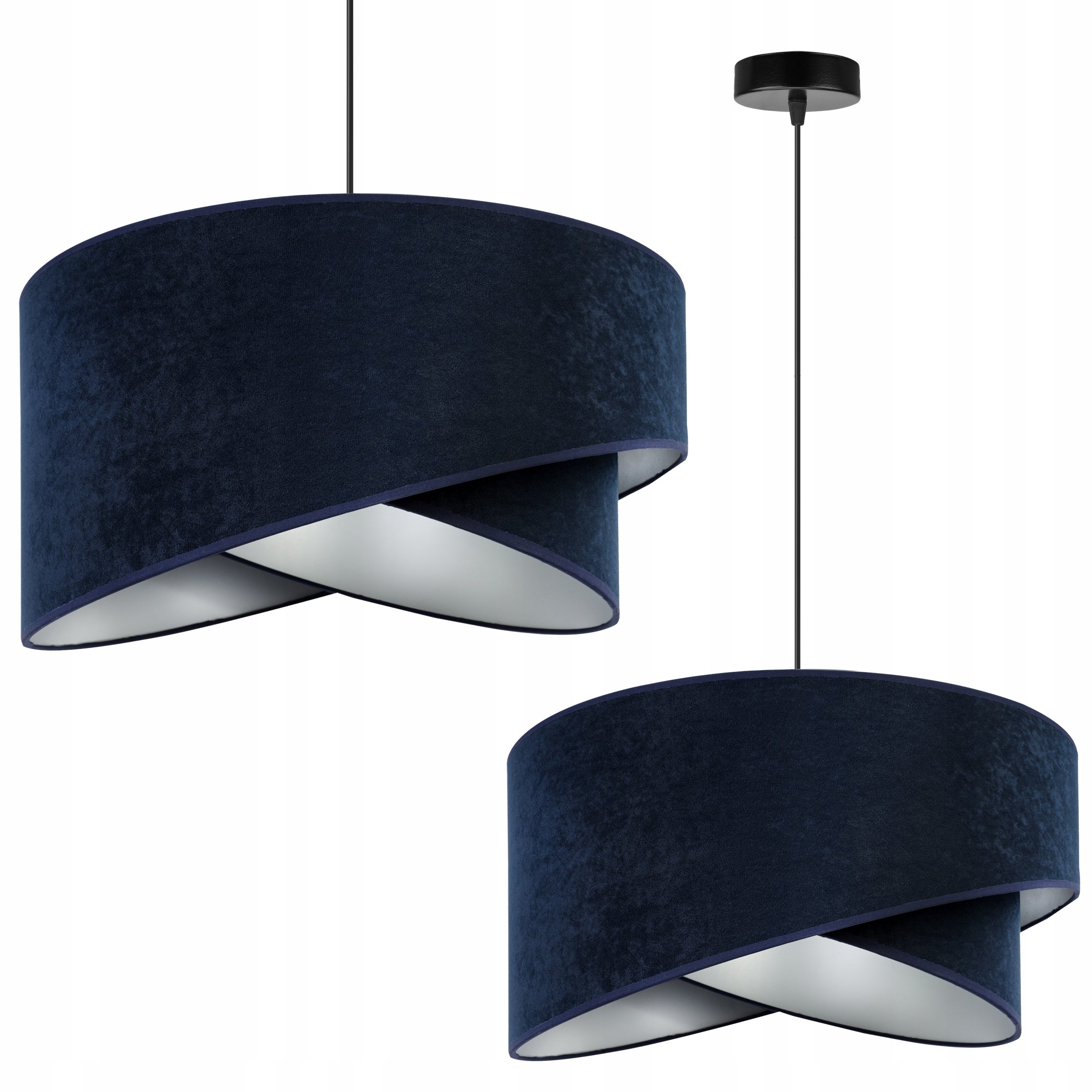 Lampa sufitowa wisząca modern welur 1xE27 klosz okrągły czarny/srebrny Light Home LH