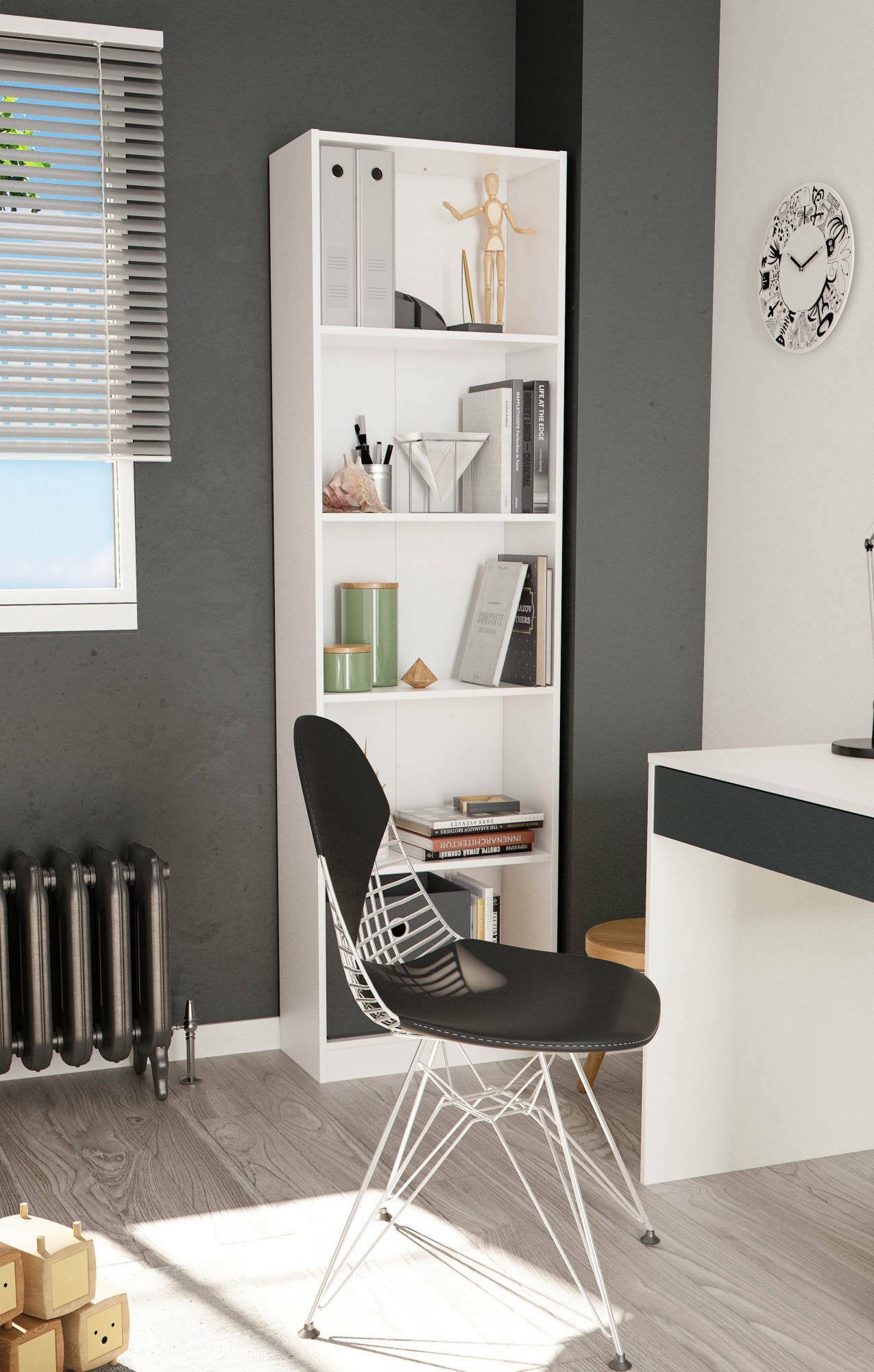 Simply Home Libreria 5 Ripiani | Scaffale Moderno In Plastica | Sistema Organizzativo Per Libri E Decorazioni | Ideale Per Ufficio, Soggiorno, Camera