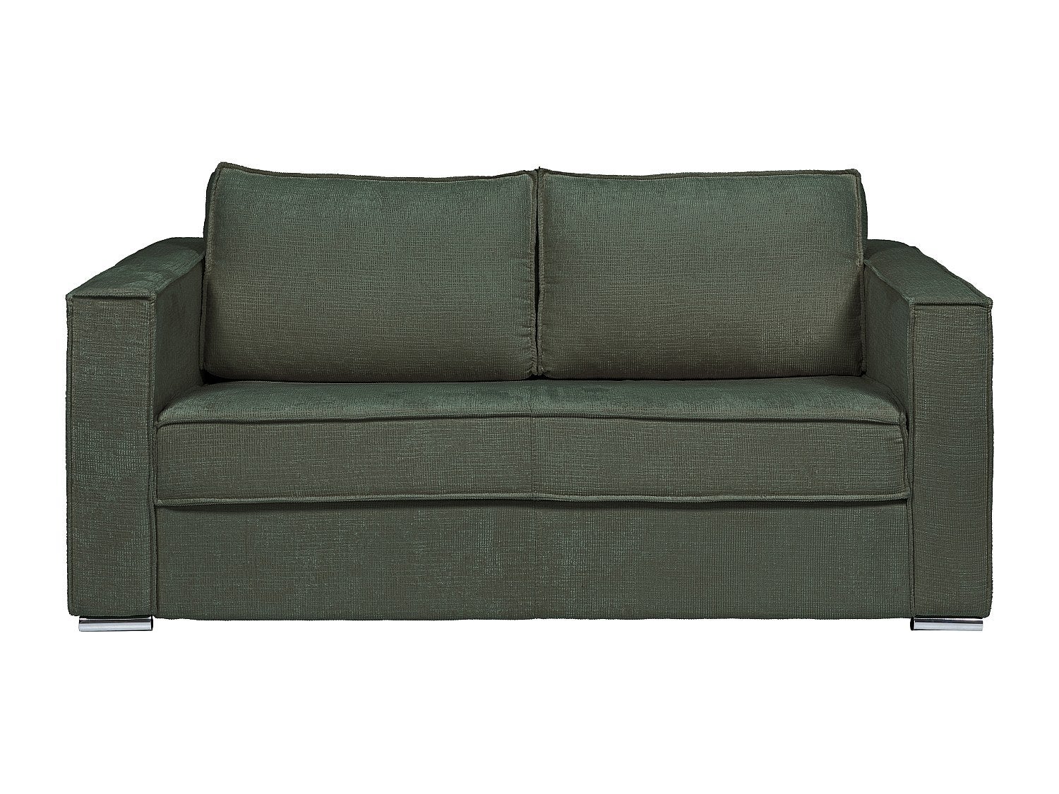 Kanapa 4-osobowa rozkładana z zieloną szenilową tapicerką - Miejsce do spania z szerokimi listewkami 160 cm - Materac 18 cm - LORETO