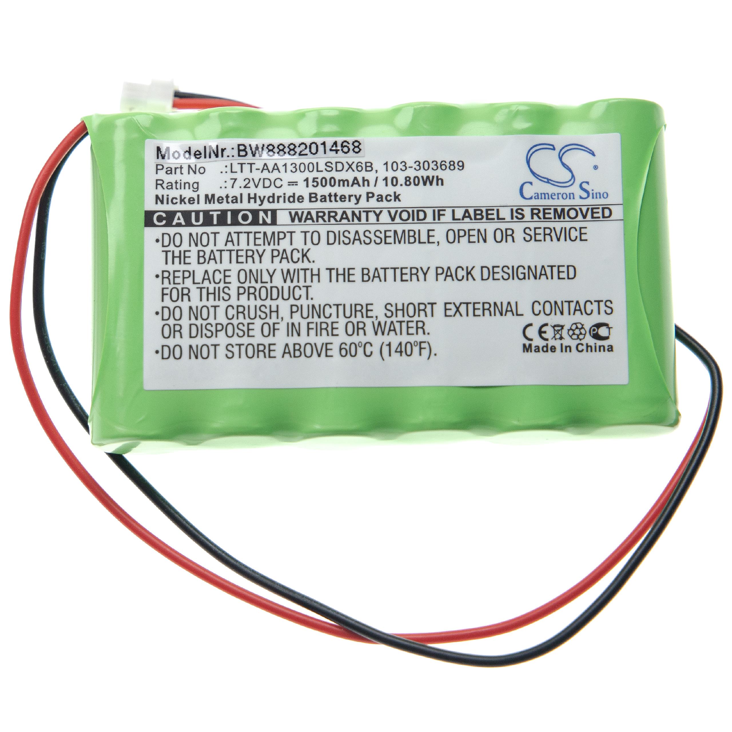 vhbw Batterie remplacement pour Visonic BAT301179, 103-303689, 103-300691, 103-301179, BATPM30 pour système d'alarme (1500mAh, 7,2V, NiMH) - 3