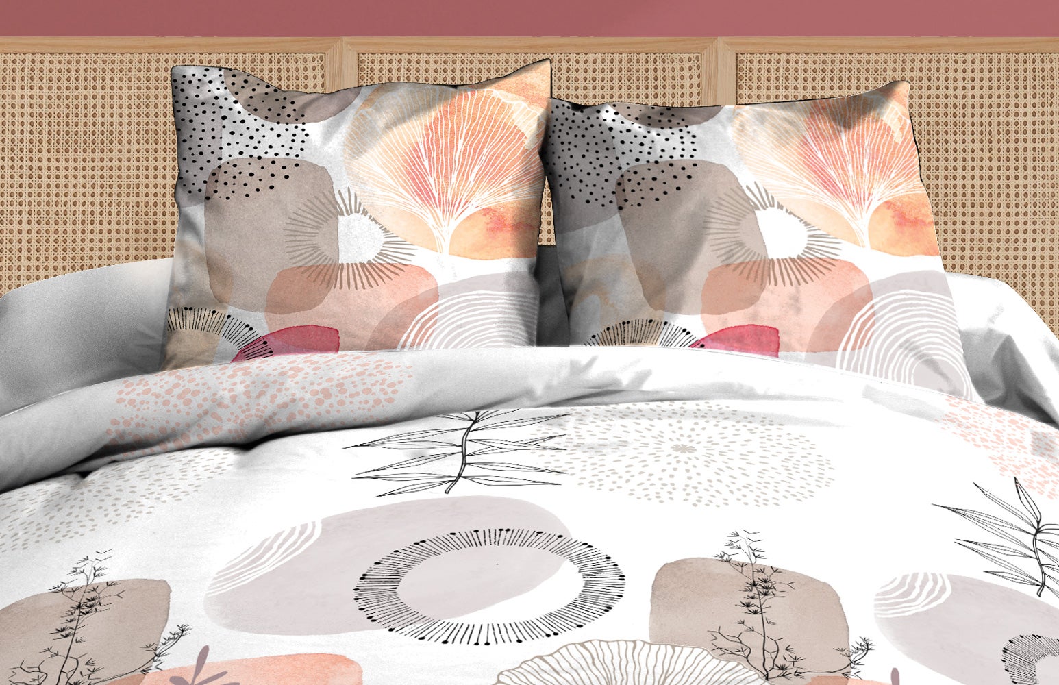 Parure Drap plat + drap-housse 160x200 + 2 T - Pur coton 57 fils - Aquarel - 3