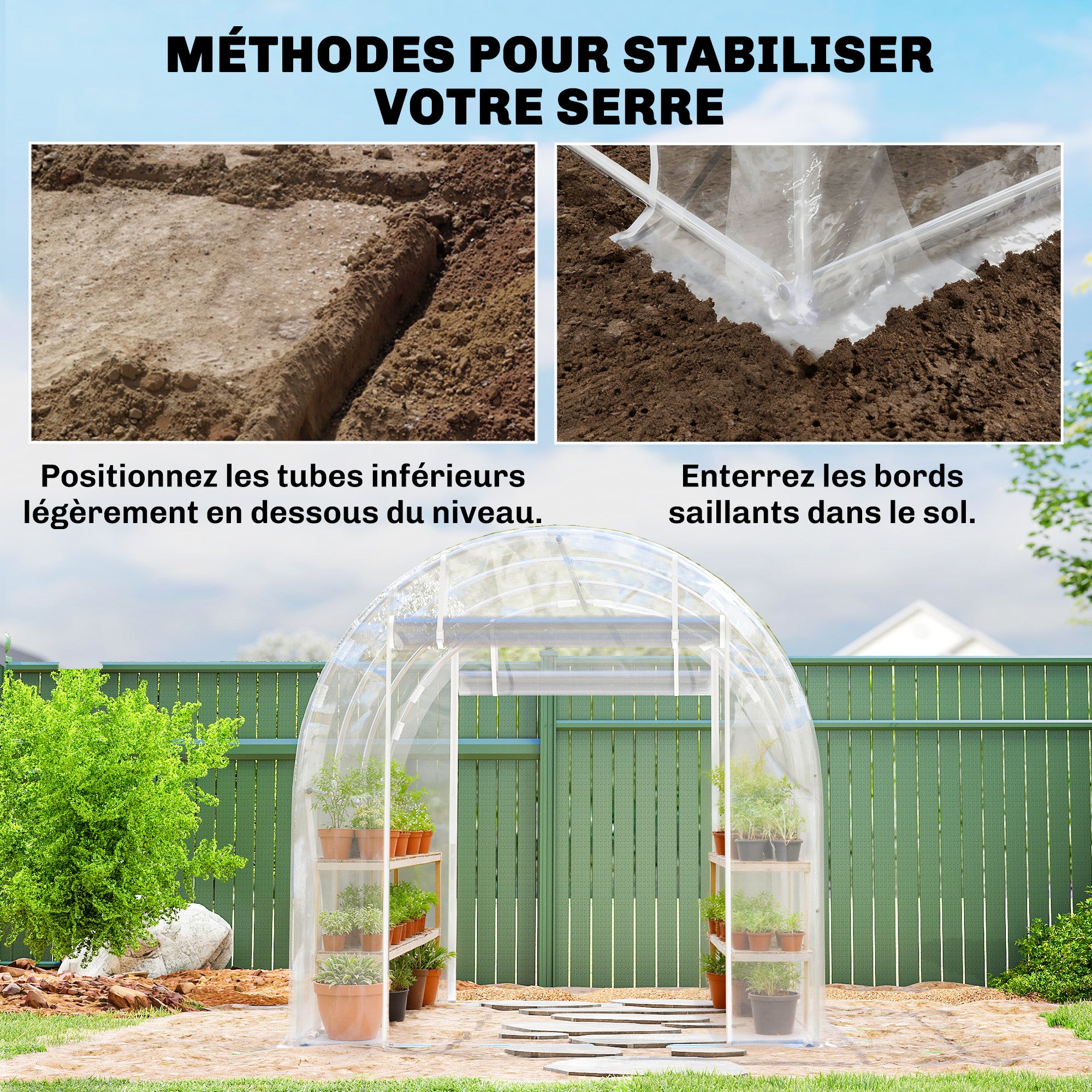 Serre tunnel de jardin acier Outsunny - 7