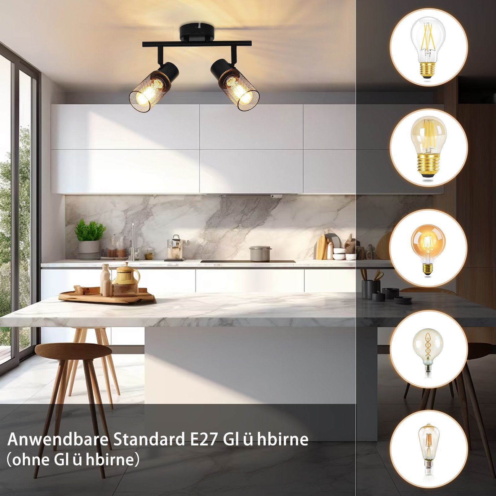 Faretti LED Da Soffitto 2x12W - Orientabili, 3000K Bianco Caldo, Nero, Per Interni