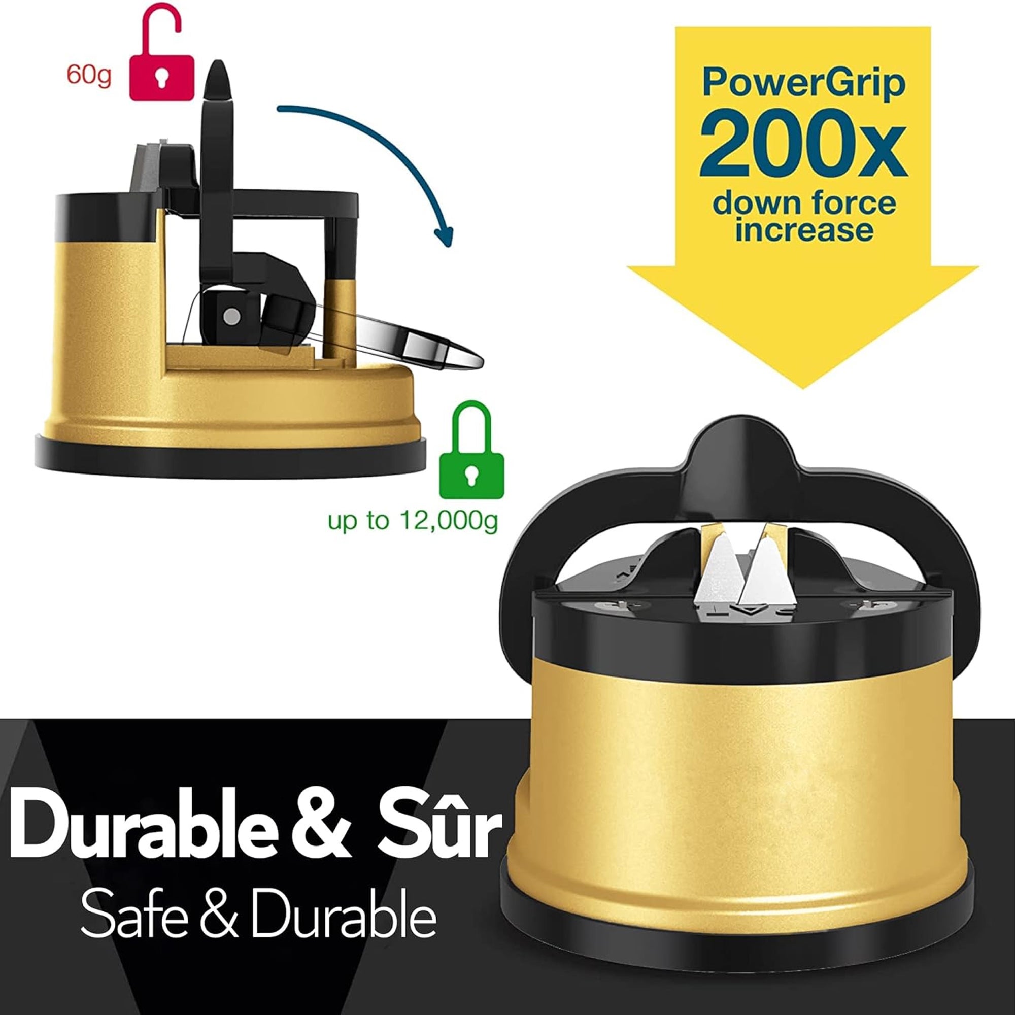 FISHTEC Affilacoltelli da cucina con ventosa antiscivolo, Compatibile con 3 tipi di lame, Fissa e affila, Strumento di affilatura professionale - 7