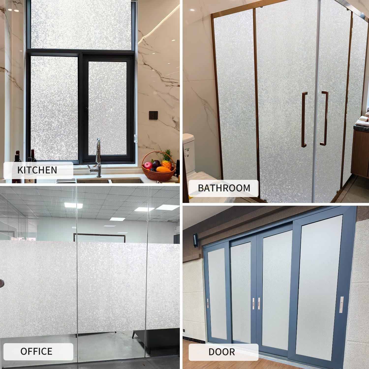 Folia okienna zapewniająca prywatność elektrostatyczną, matowa, do prysznica, biura i domu (50 x 300 cm) - 5