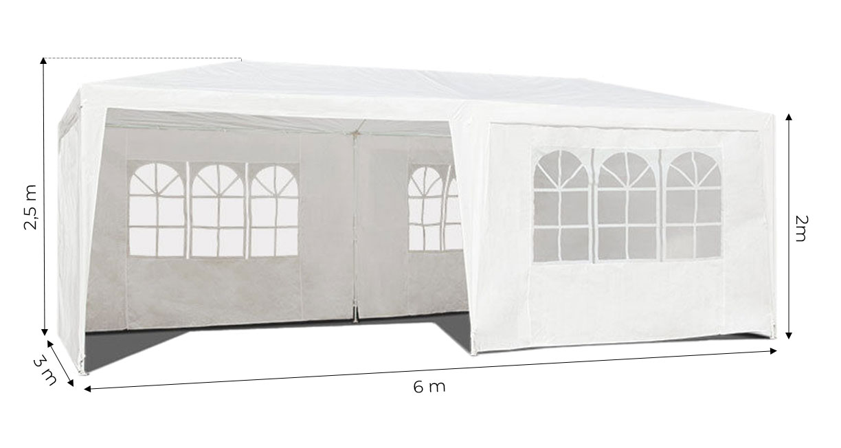 Namiot pawilon ogrodowy handlowy 3x6 m 6 ścianek biały MultiGarden - 6