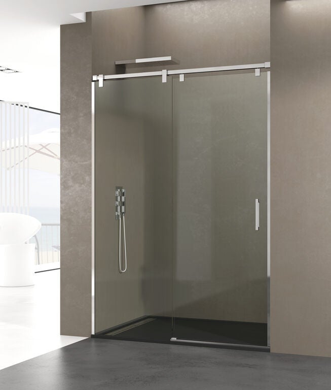 Paravan frontal FUTURA 1 panou fix + 1 ușă culisantă 170 cm (165-170) inox lucios sticlă transparentă