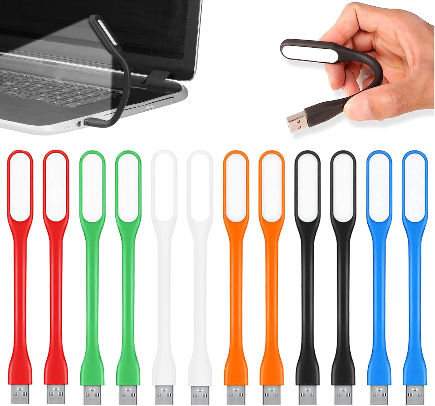 12 szt. Lampka LED USB, Mini Elastyczne Gadżety LED USB, Lampka do Czytania Książek do Power Banku Komputera PC Laptopa Notebooka 6