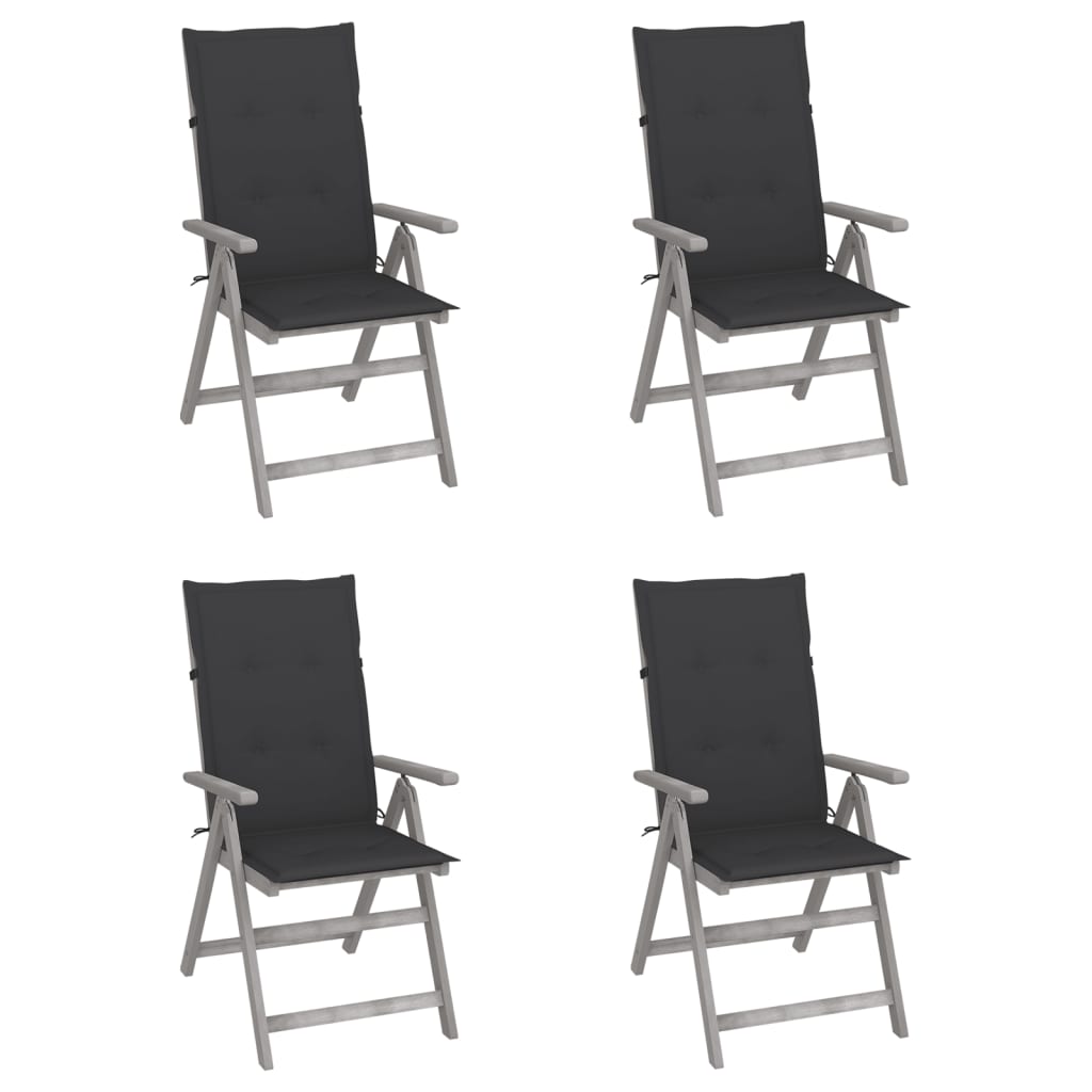 Lot de 4 Chaises inclinables de jardin | Siège de Terrasse | Chaise d'extérieur avec coussins Bois d'acacia CFW600798 - 2