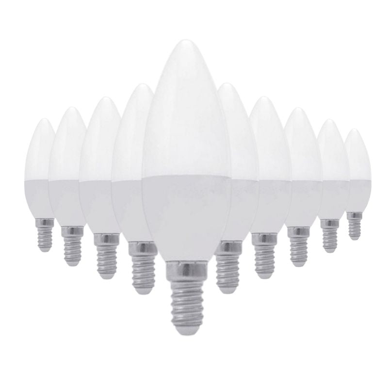 Ampoule E14 LED 8W 220V C37 180° Pack de 10 / Blanc Froid 6000K