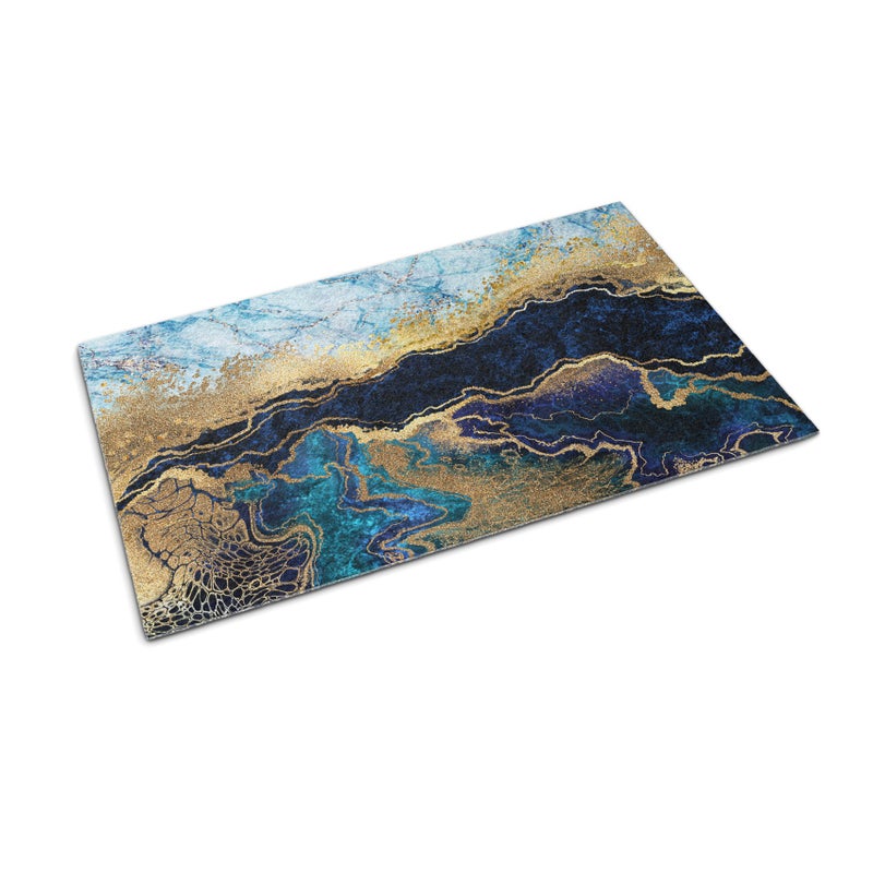 Фото - Килимок під двері TULUP Wycieraczka zewnętrzna pod drzwi wejściowe 60x40 cm- Tulup - Niebieski marmur