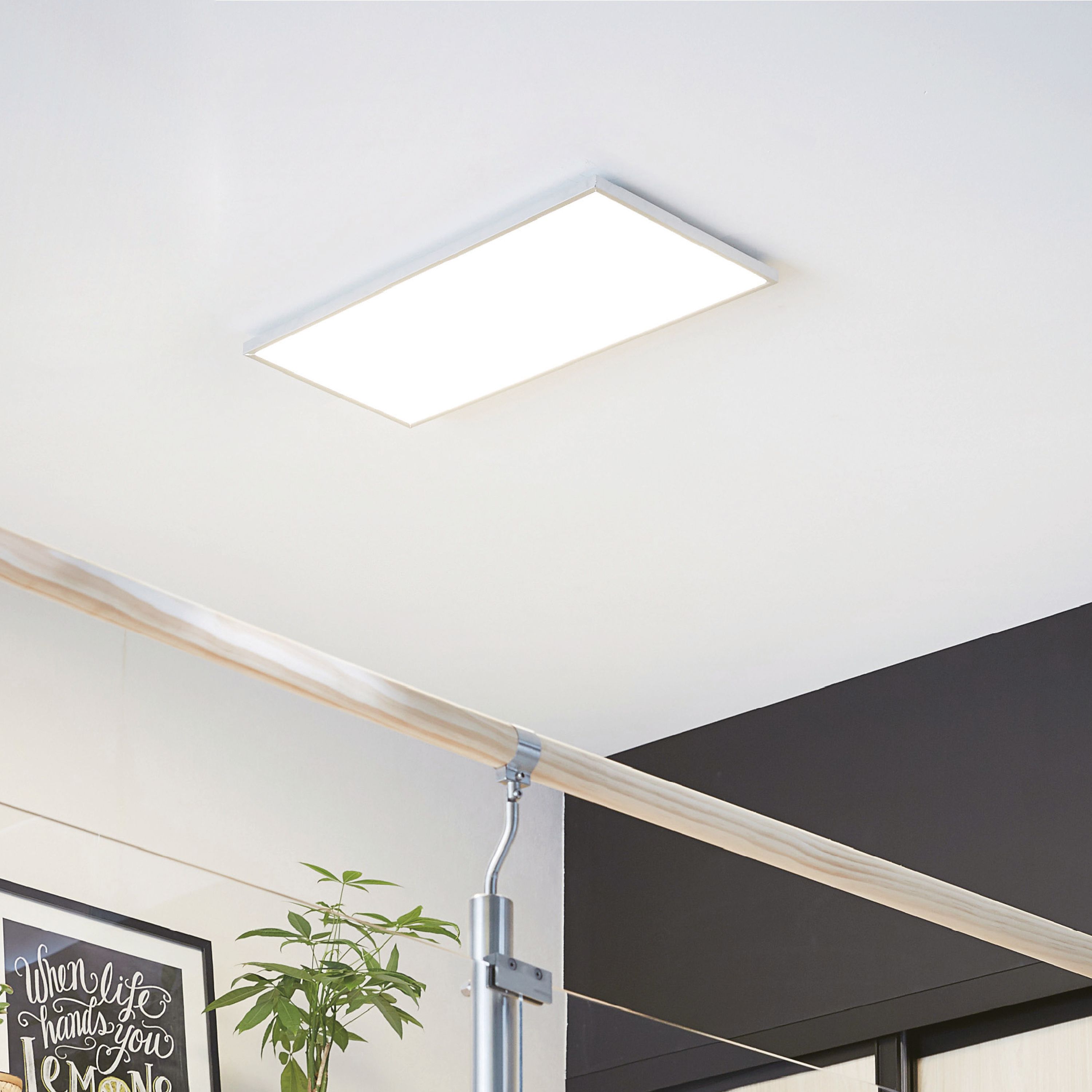 INSPIRE - Zestaw 5 paneli LED GDAŃSK z pilotem - 59,5x29,5cm - 2900LM - 2700K/4000K/6500K - Ściemnialne - IP20 - 23W - Białe aluminium