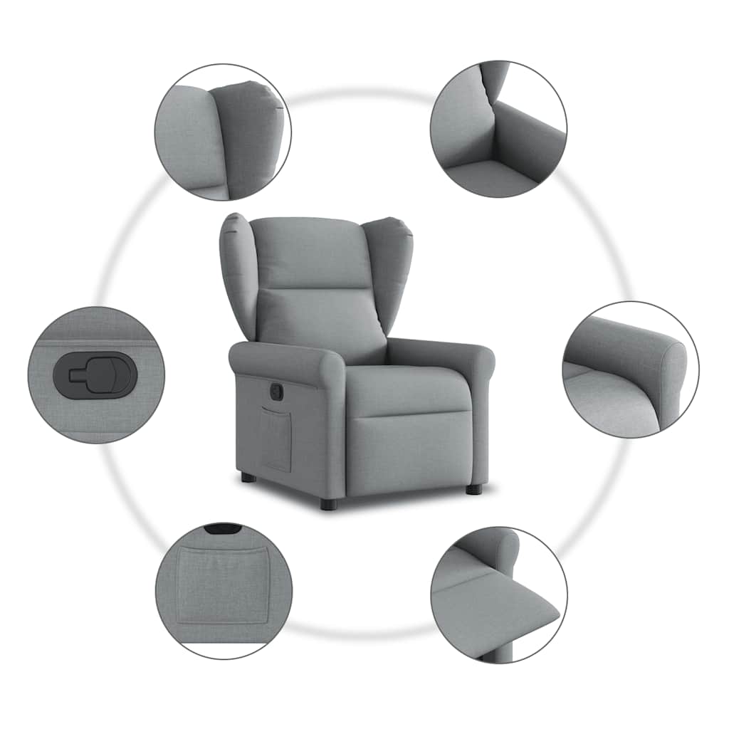 Fauteuil de télévision | Fauteuil inclinable Gris clair Tissu CFW861067 - 7