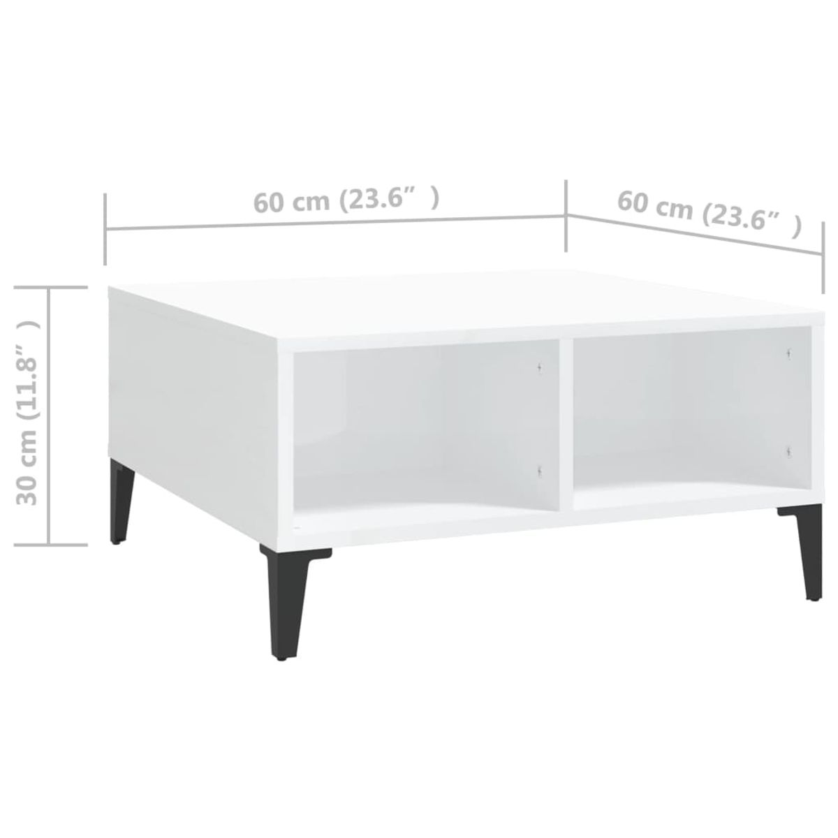 Table basse Blanc brillant 60x60x30 cm Aggloméré vidaXL - 6
