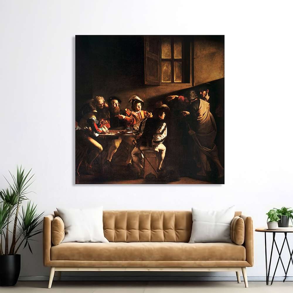 Tableau sur toile - Le Caravage - La vocation de saint Matthieu - 90x90 cm - 3