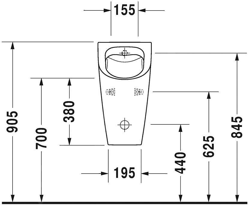 Duravit ME by Starck Urinal Rimless, entrée par derrière, sans mouche, 2809300000, Farbe: Blanc - 7