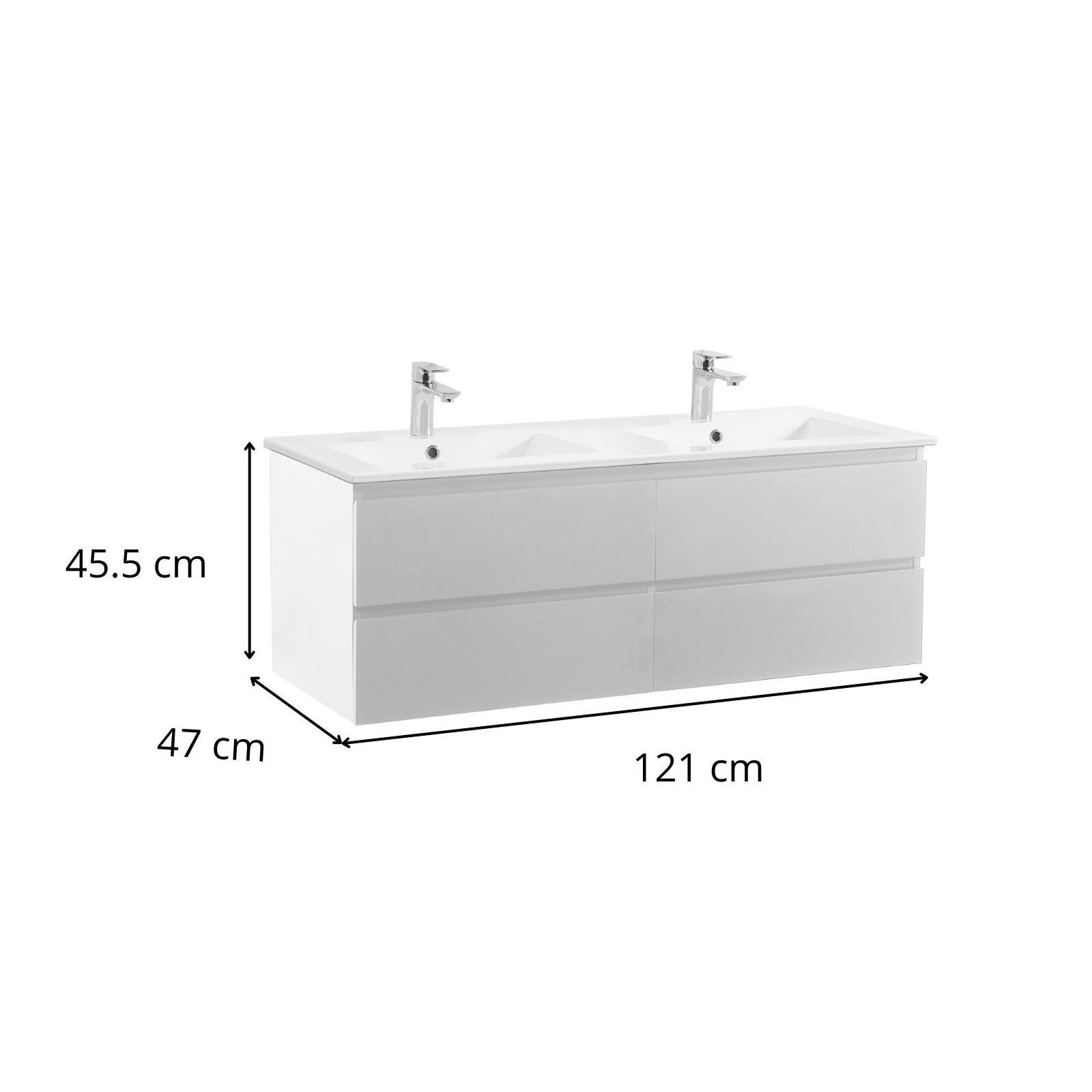 Meuble double vasque SORRENTO suspendu avec plan céramique 120cm - 3