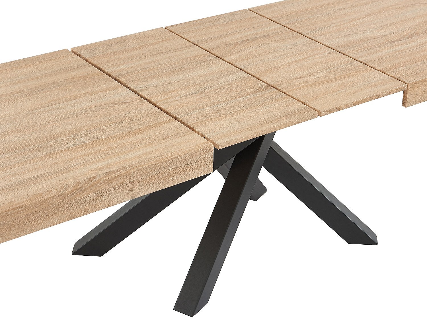 Tavolo da pranzo allungabile da 6 a 10 coperti in MDF e Metallo Naturale e Nero CATONAV - 6