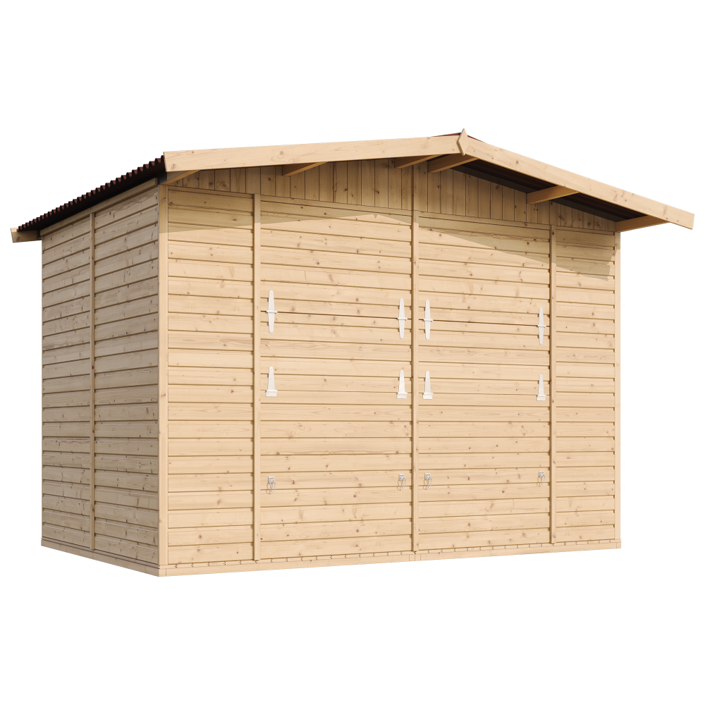 Quiosco de madera CON SUELO - cobertizo de pino / abeto, construcción de paneles - A232 x 336 x 263 cm / 6 m2- TIMBELA M150 - 4
