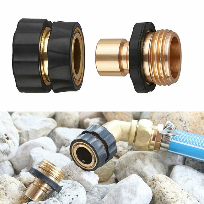 Adattatore Presa USA Adattatore Girevole Per Tubo Giardino - Ottone, 1/4" NPT Maschio A 3/4" GHT Femmina, FasParts Adattatore Girevole Ottone 1/4 A 3/4 - Foto 12