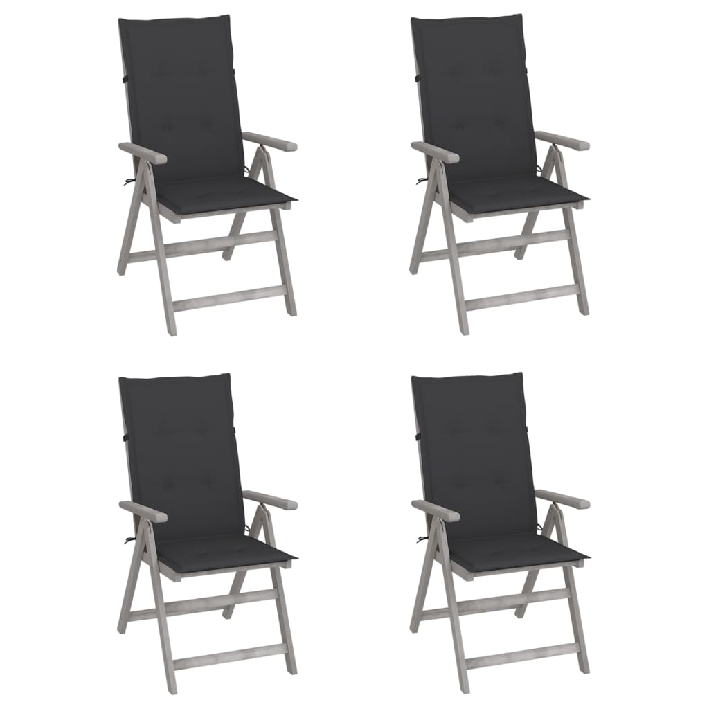 Chaises inclinables de jardin 4 pcs avec coussins Bois d'acacia - 2