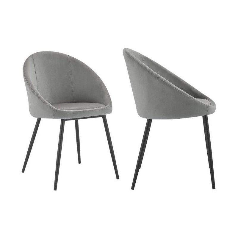 Conjunto de 2 cadeiras de veludo cinzento DIANE vintage - 2