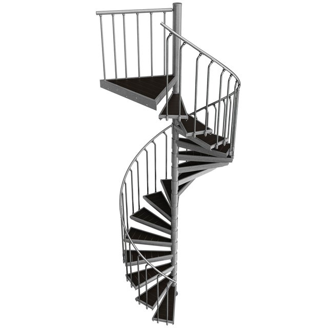 Escada exterior / Escada em espiral Ø 180 cm | Alturas : 306 - 323 cm | Revestimento dos degraus em WPC
