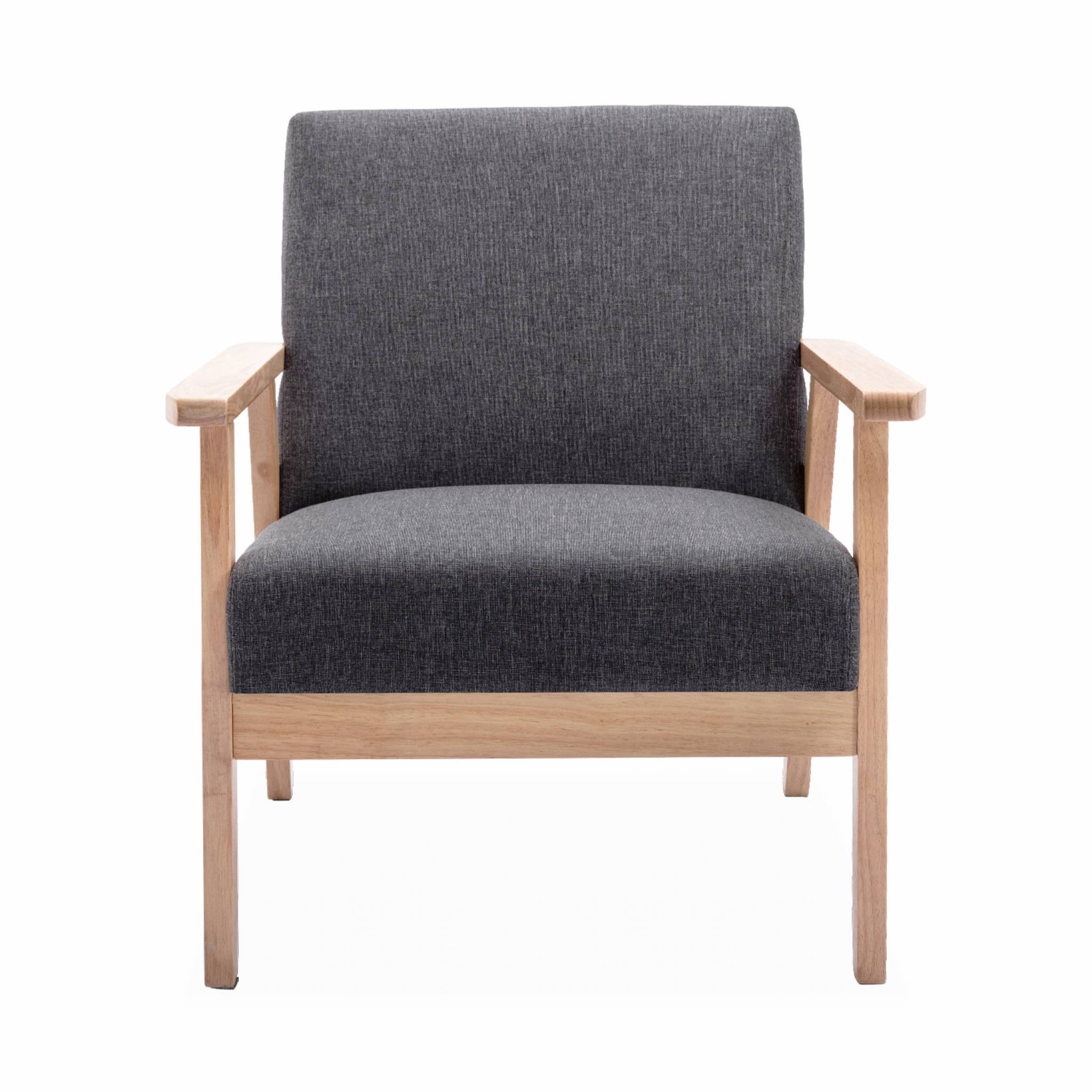 Fauteuil scandinave en bois et tissu gris foncé. Isak. L 64 x P 69.5 x H 73cm ISAK - 3