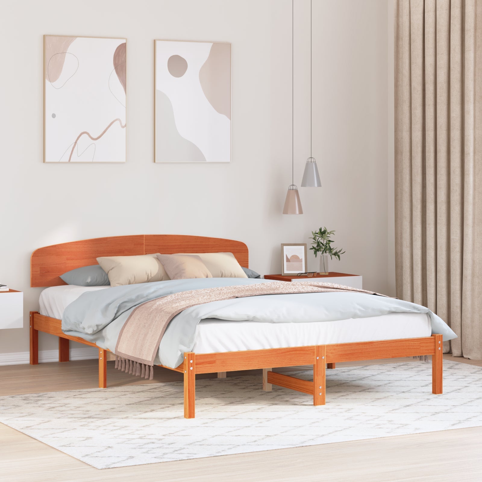 Ramka łóżka Woskowy Brąz 140 x 200 cm Lite drewno sosnowe vidaXL