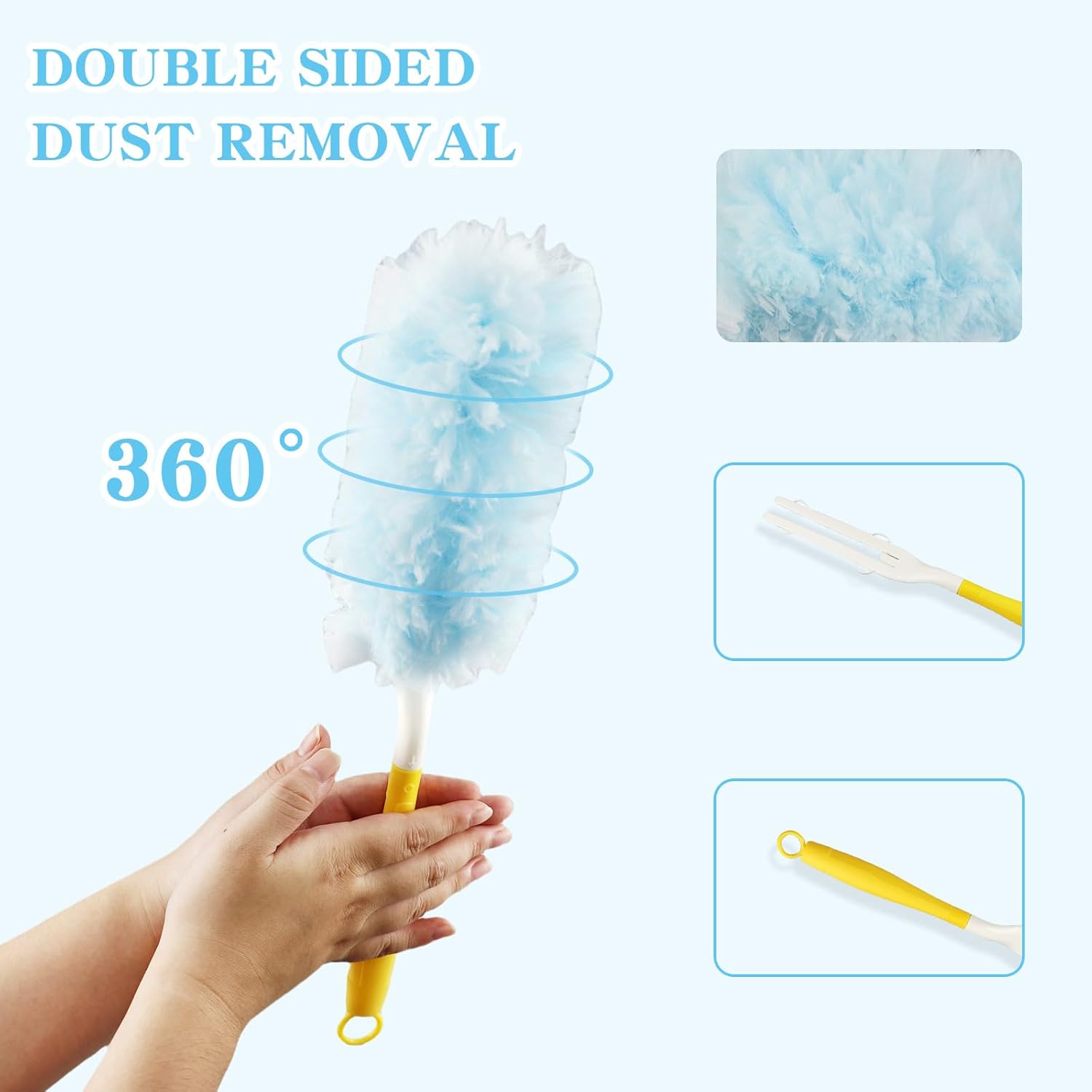 32 Pièces pour Plumeau Poussiere Recharge Kit,3D 360° pour Duster Nettoyage Recharge, avec Poignée Plumeau & Perche Télescopique - 2