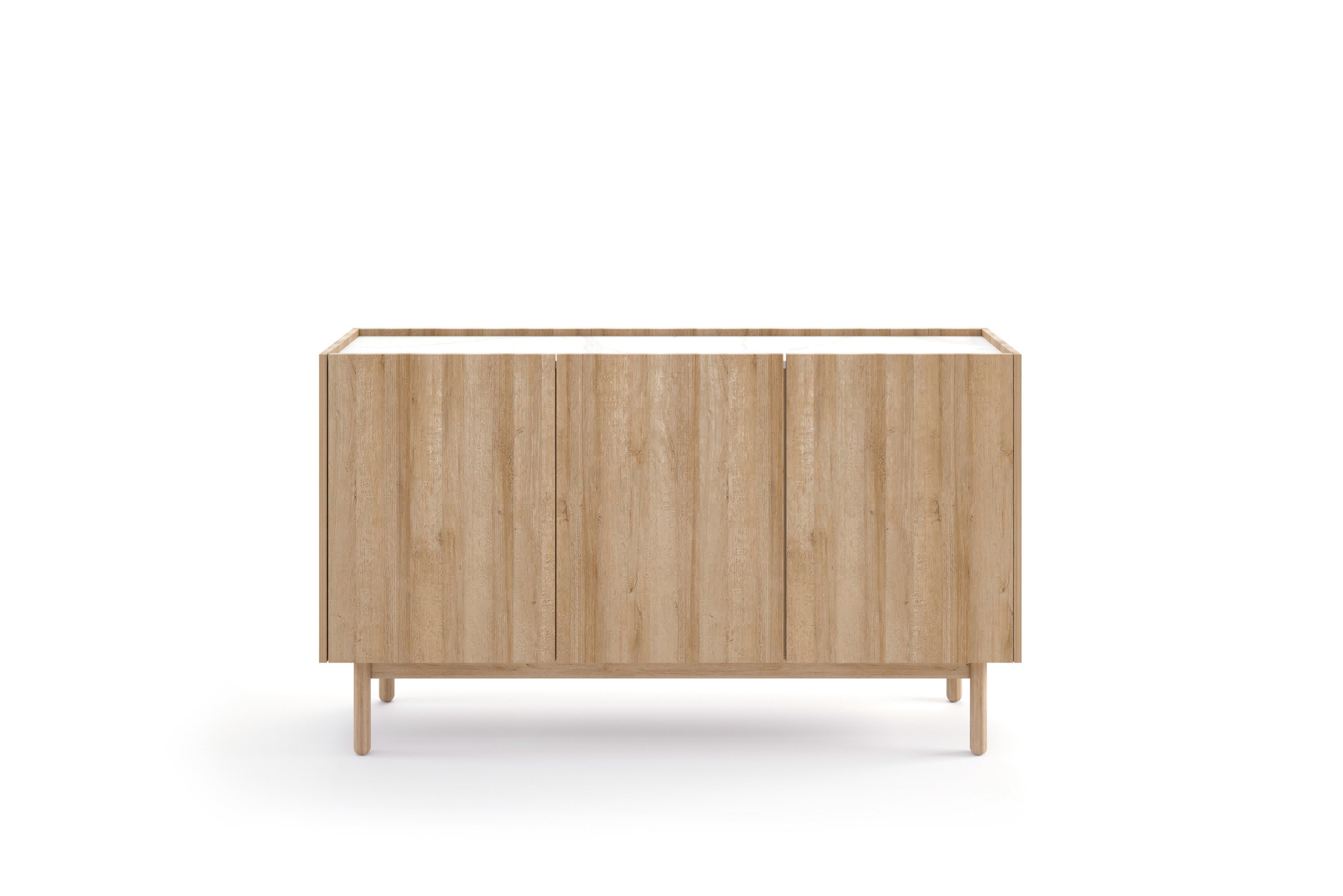 Komoda: 3 drzwi, 6 półek, dąb Riviera, 144 cm x 83 cm x 37 cm - 2