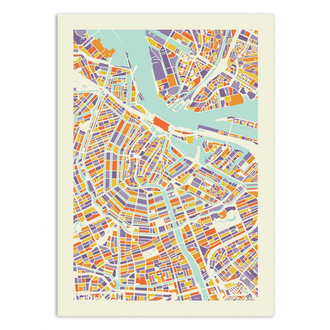 Art-poster - amsterdam rainbow map - muzungu - 30 x 40 cm