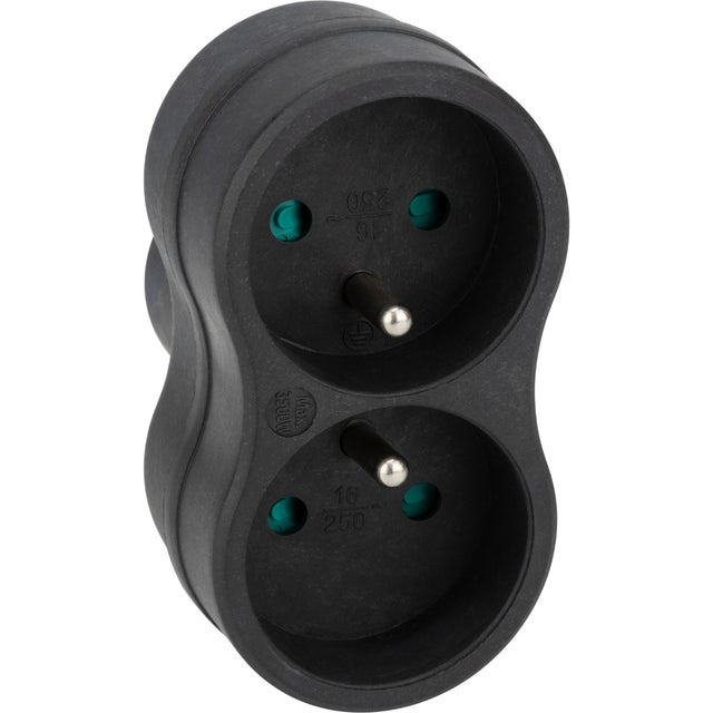 Biplite recyclée éco-conçue Natura - 2x16A - Noir - Zenitech