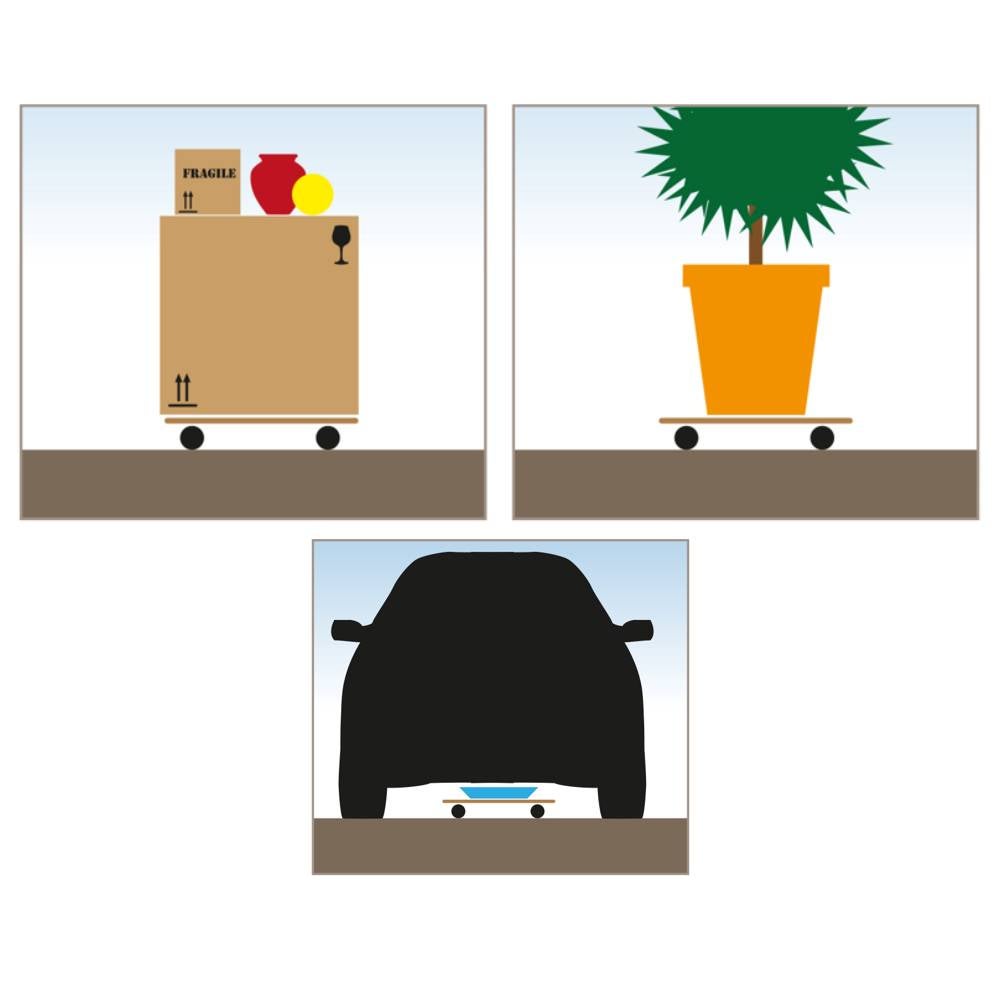 Plateau roulant de manutention - charge max 150 kg - 58 x 29 x 9.5 cm - Plateau de déménagement - 3