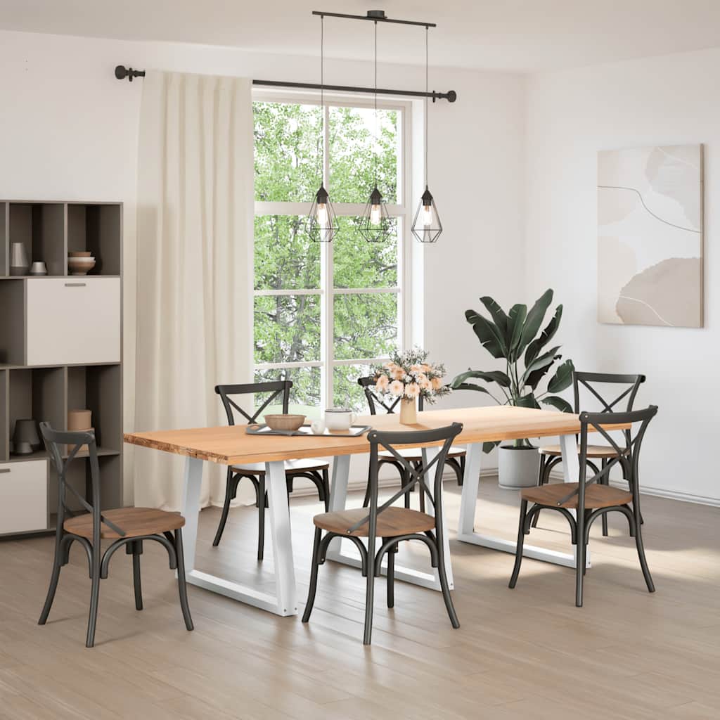 Maison Exclusive - Pieds de table à manger en V 3 pièces Blanc 90 x (72-73,3) cm Acier - 2