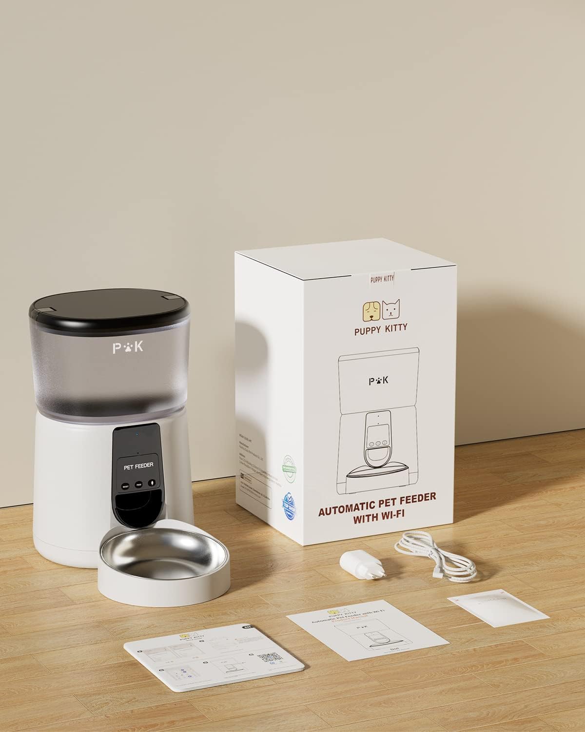 Distributeur Croquettes Chat Automatique,2.4G WiFi 4L Distributeur Croquettes Chat&Chien,Connecté App,Enregistrement Vocal 10S,1-10 Repas /Jour - 5