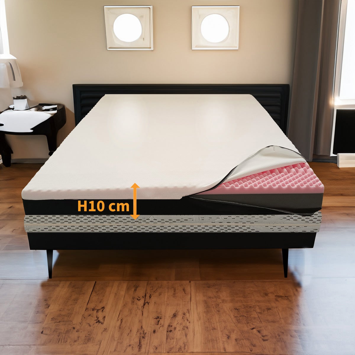 Topper MEMORY + Topper RIGIDO Piazza e mezzo 120X200 Cm ALTO 10 cm ...